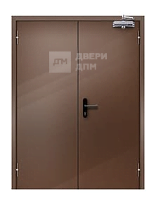 Коричневая противопожарная дверь EI-15 двупольная глухая ДП-679